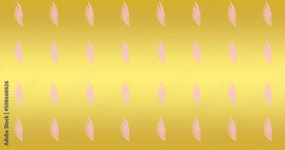 Image of multiple pink plants over yellow background