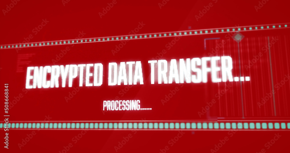 Image of data processing on red background