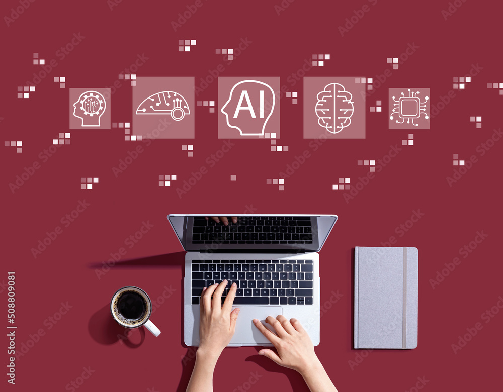 AI concept with person using a laptop computer