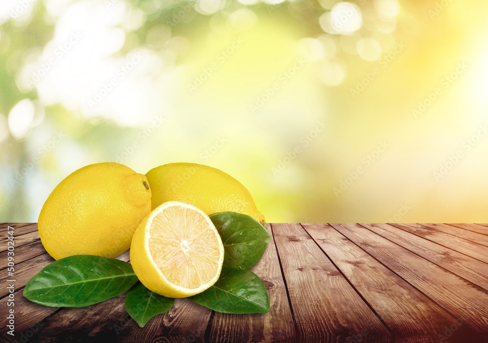 yuzu fruits or yellow lemon on the desk