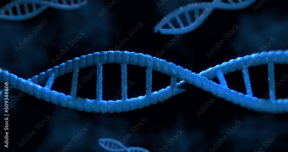 Image of dna strands on black background