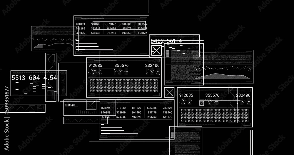 Image of data processing over black background