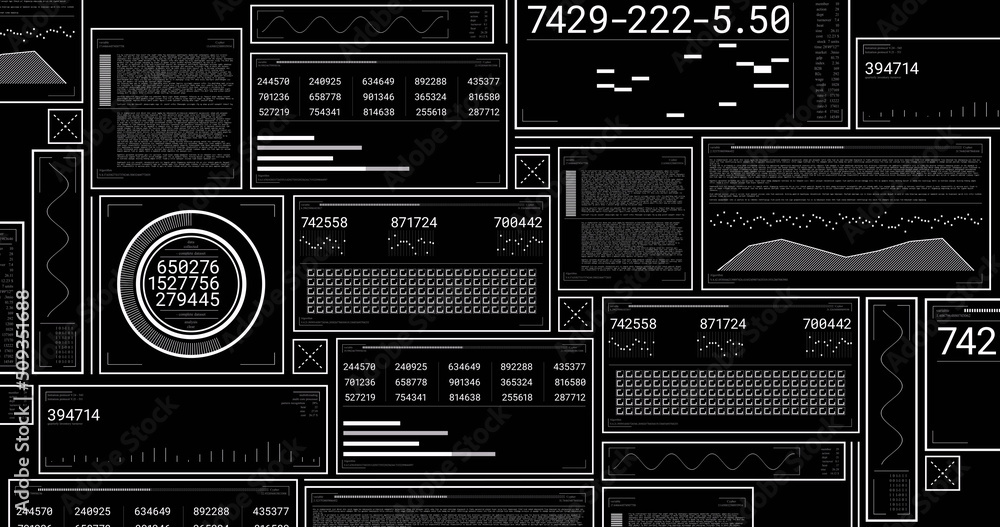 Image of data processing over black background