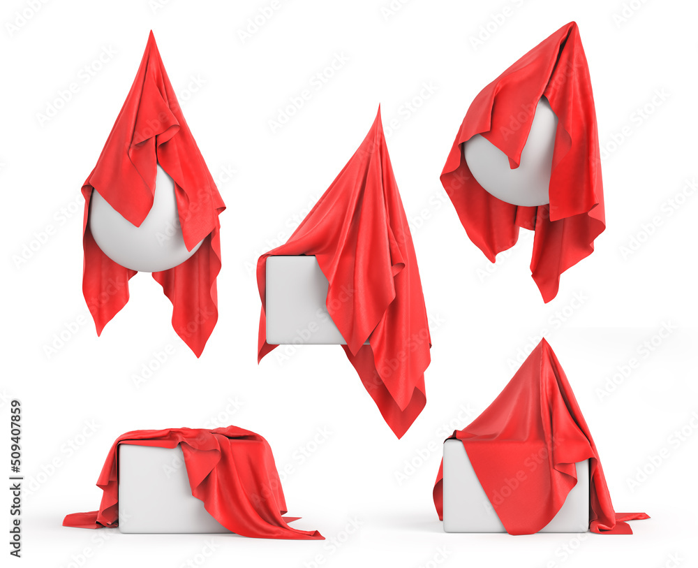 Red cloth cover on a white background. 3d illustration