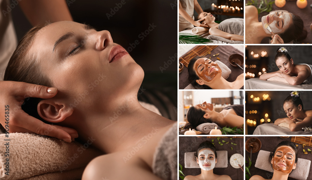 Young woman having massage in spa salon