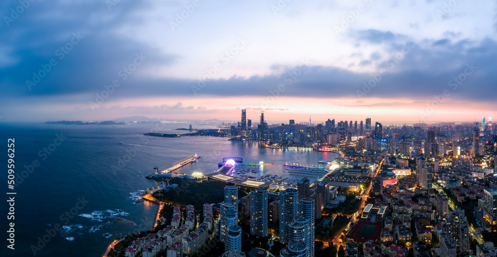 Aerial photography of the beautiful coastal city Qingdao