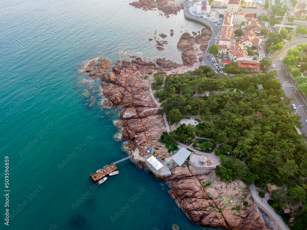 Aerial photography of the beautiful coastal city Qingdao