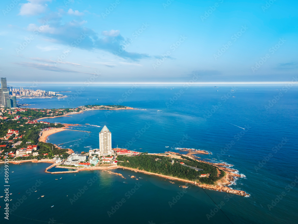 Aerial photography of the beautiful coastal city Qingdao