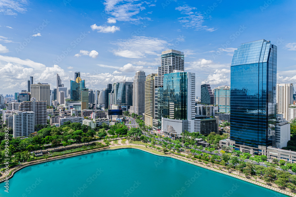 空中客车之景。亚洲泰国曼谷市中心