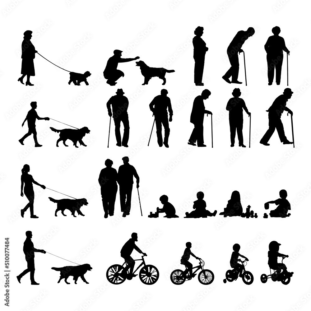 silhouette people on white background ,illustration