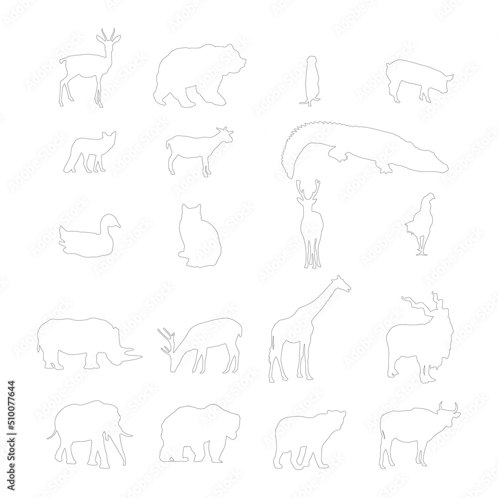 set of animals silhouettes