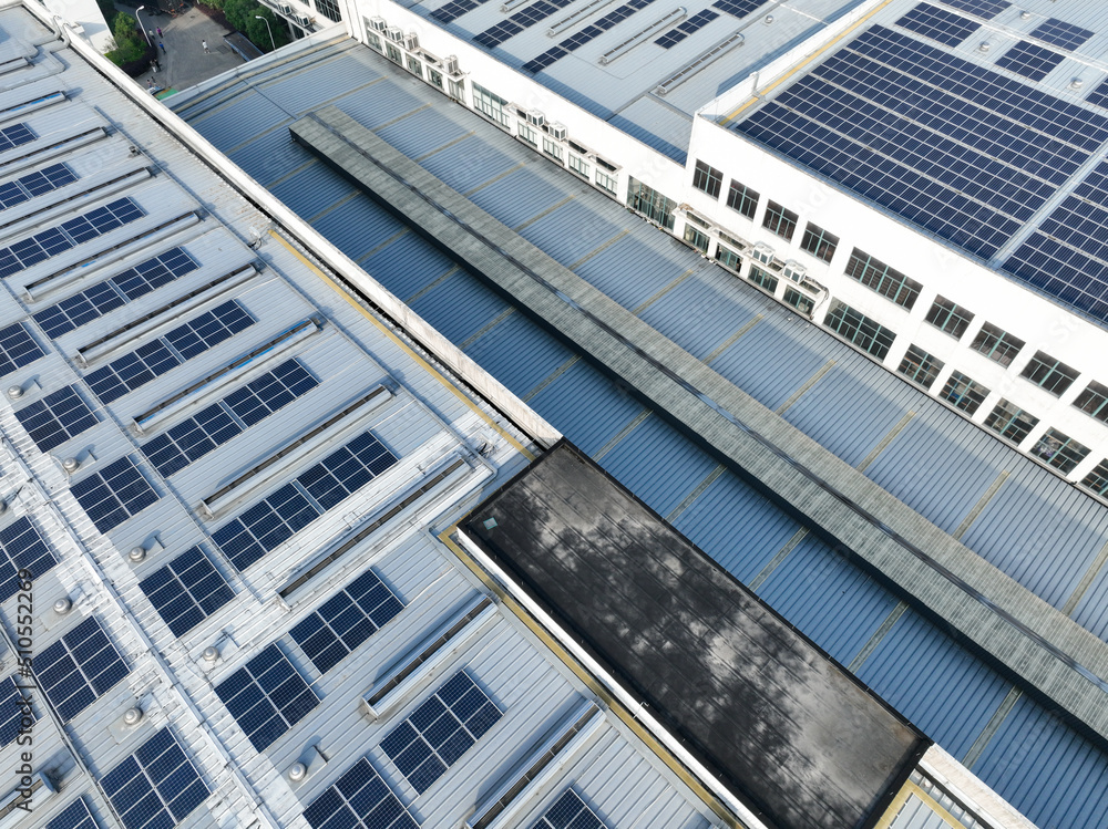 solar panels on factory rooftop