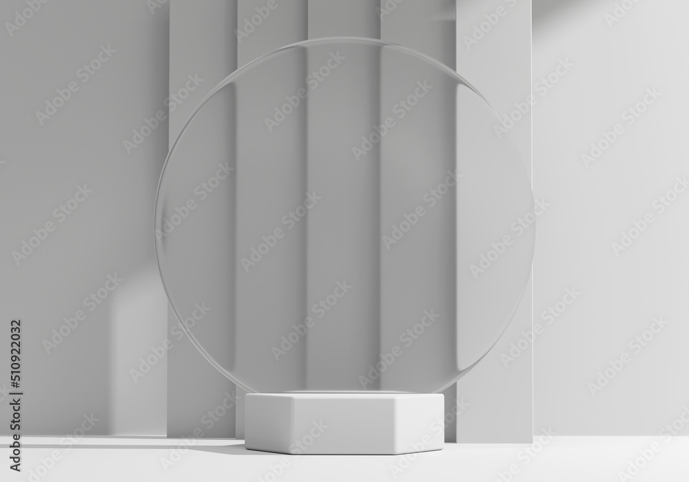 Abstract Minimal Modern White Podium Platform For Product Display Showcase 3D Rendering