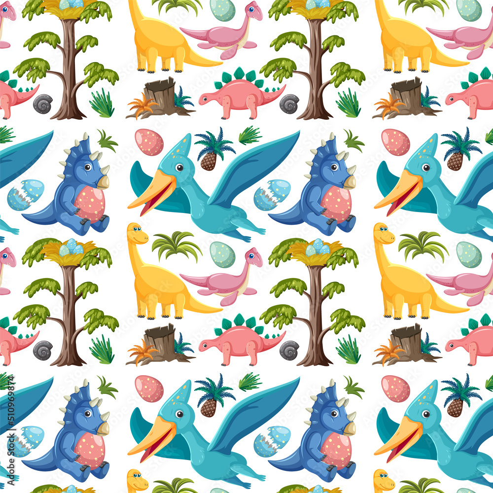 Cute dinosaur seamless pattern