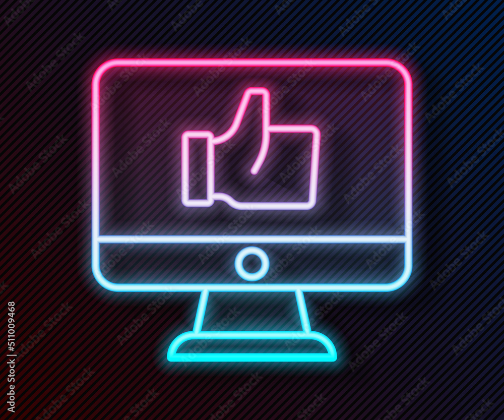 Glowing neon line Hand like icon isolated on black background. Vector