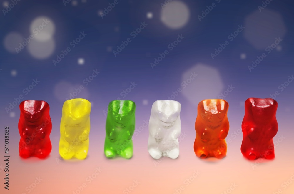 Colorful jelly bears tasty sweet candy