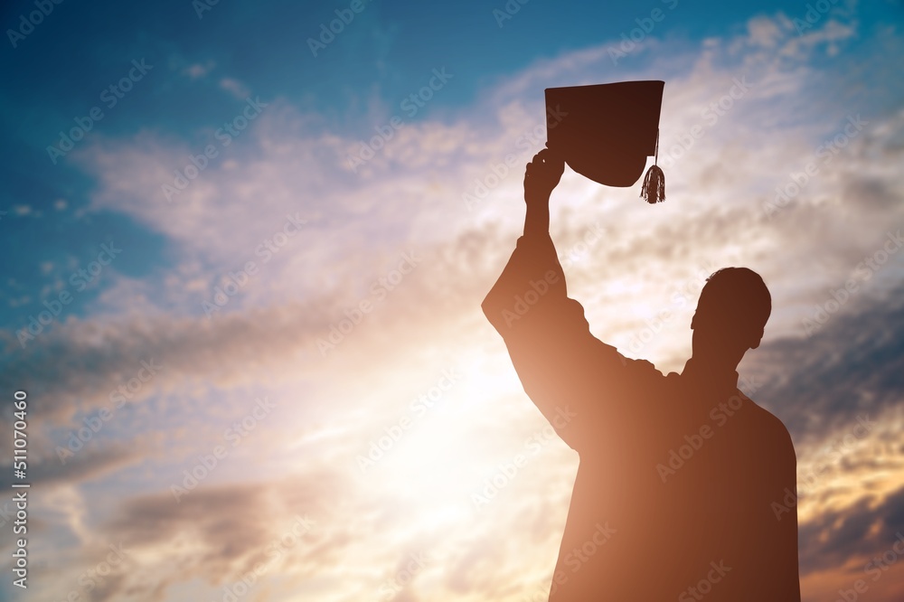 Graduation. Congratulations on the day of graduation at the university. Happy student.