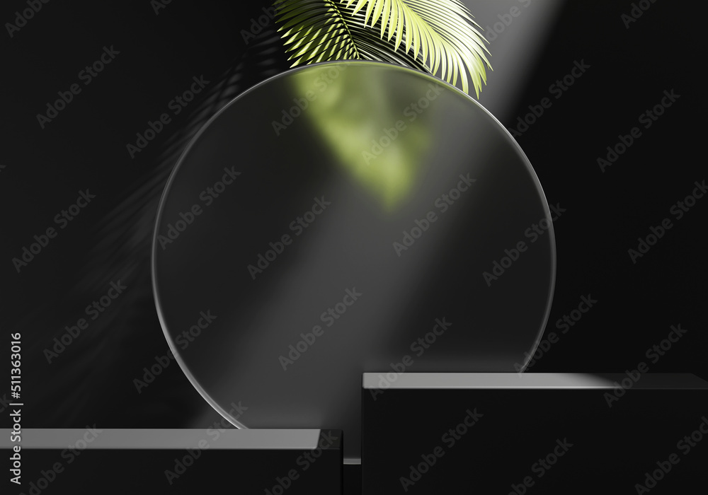 3D rendering platform podium with plant product presentation background