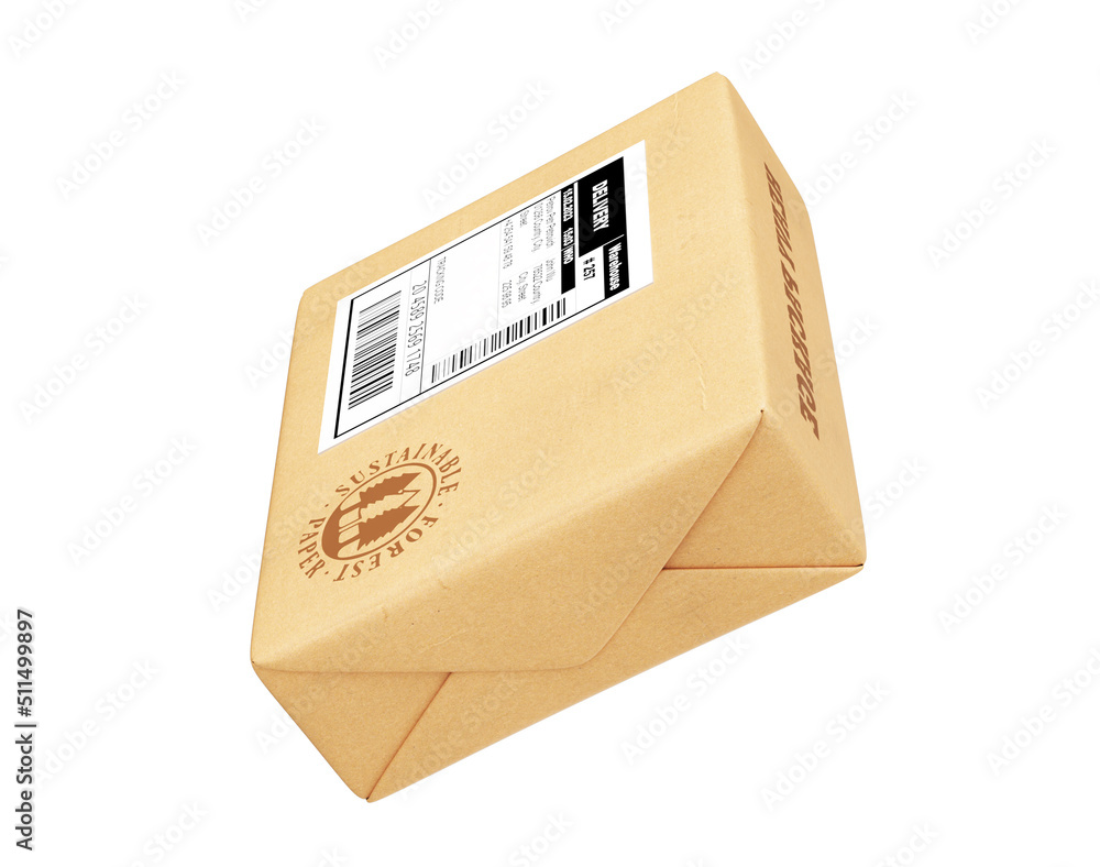 Mail package on a white background. 3d illustration