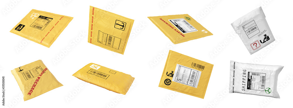 Mail packages on a white background. 3d illustration