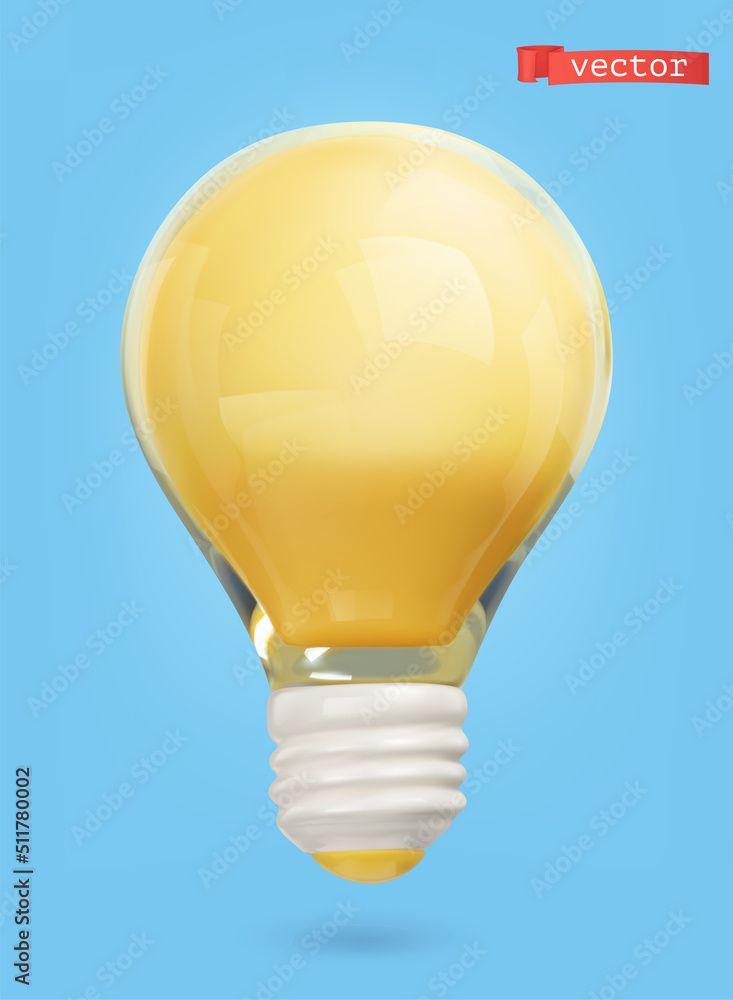 Light bulb 3d vector icon