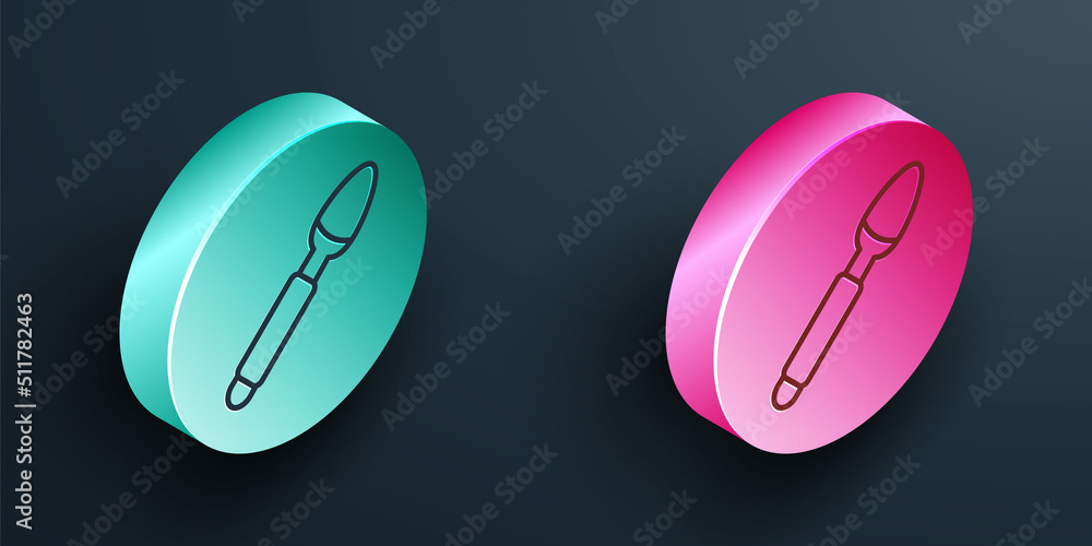 Isometric line Silver spoon icon isolated on black background. Cooking utensil. Cutlery sign. Turquo