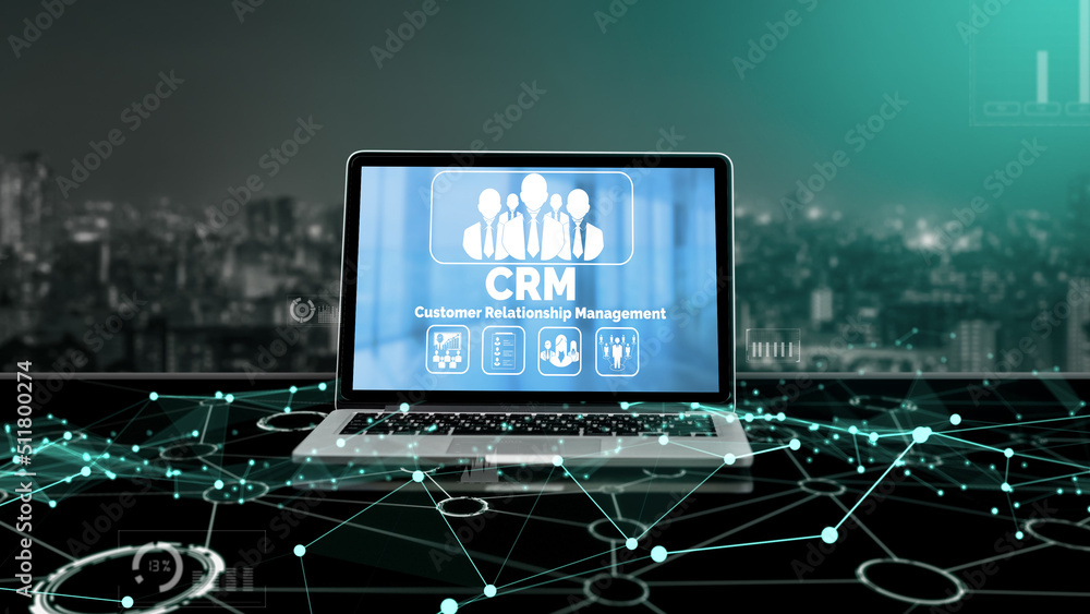 Customer relationship management system on modish computer for CRM business and enterprise