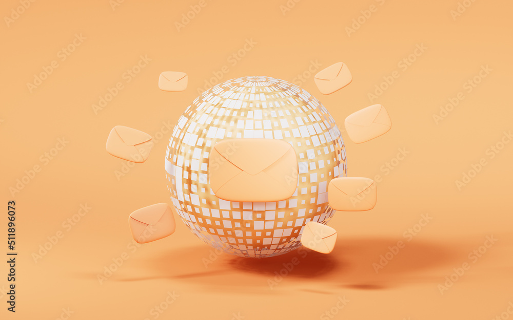 Message envelope with cartoon style, 3d rendering.