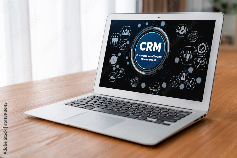 Customer relationship management system on modish computer for CRM business and enterprise