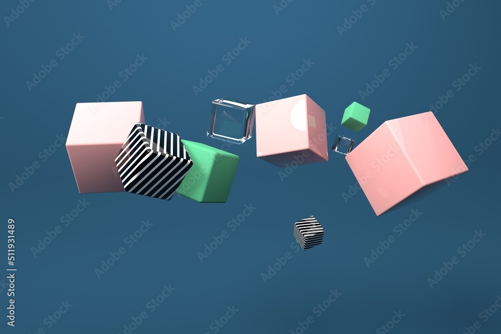 Abstract 3D render illustration of cube shapes