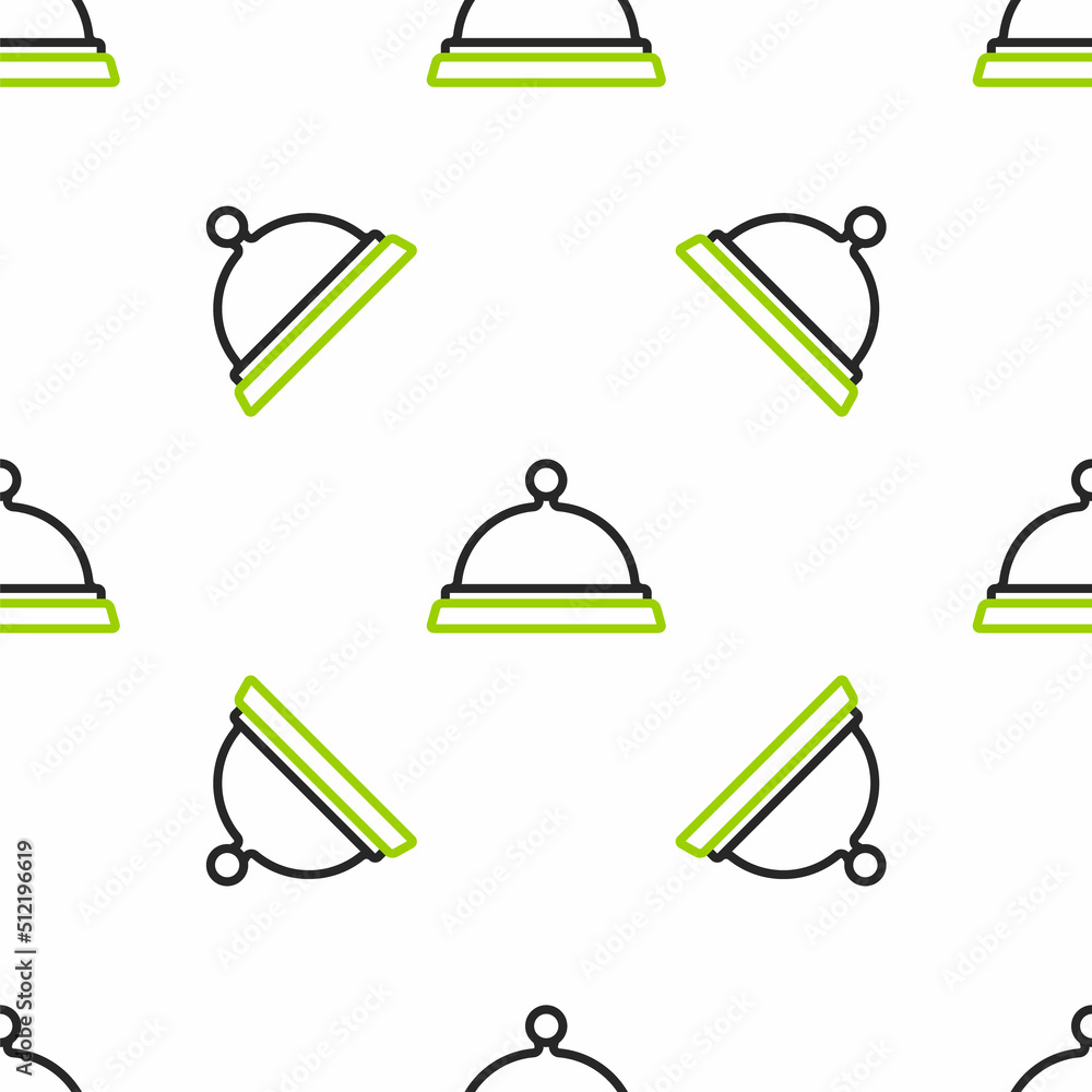 Line Covered with a tray of food icon isolated seamless pattern on white background. Tray and lid si