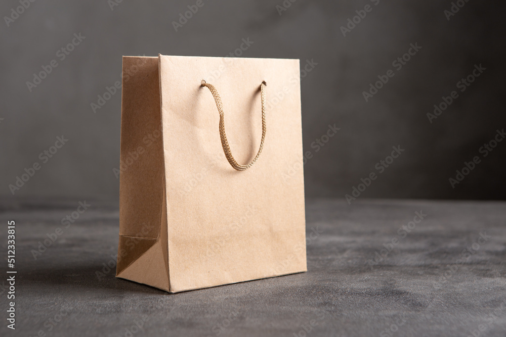 Blank paper carrier bag with handles for shopping - disposable bag, recycling concept