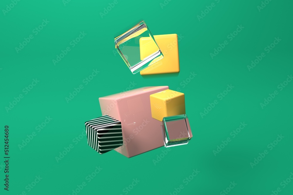 Abstract 3D render illustration of cube shapes