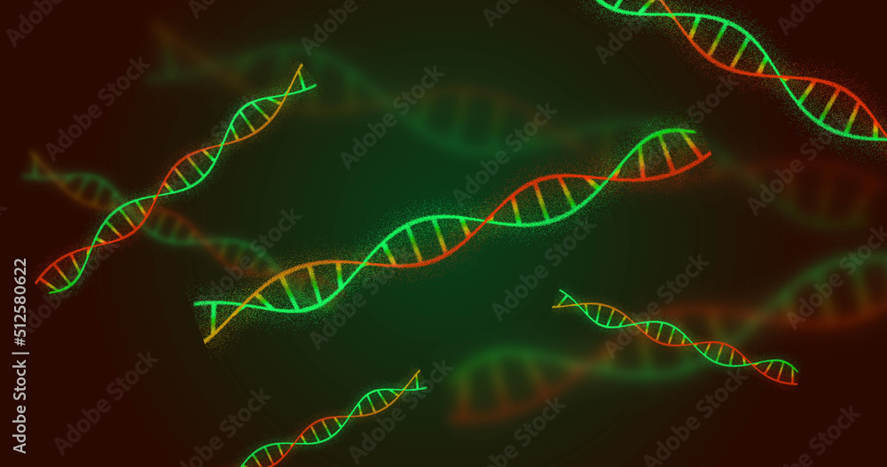 绿色背景下的dna链图像