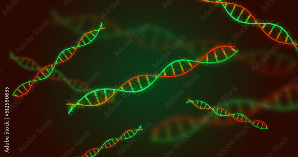 Image of dna strands on green background