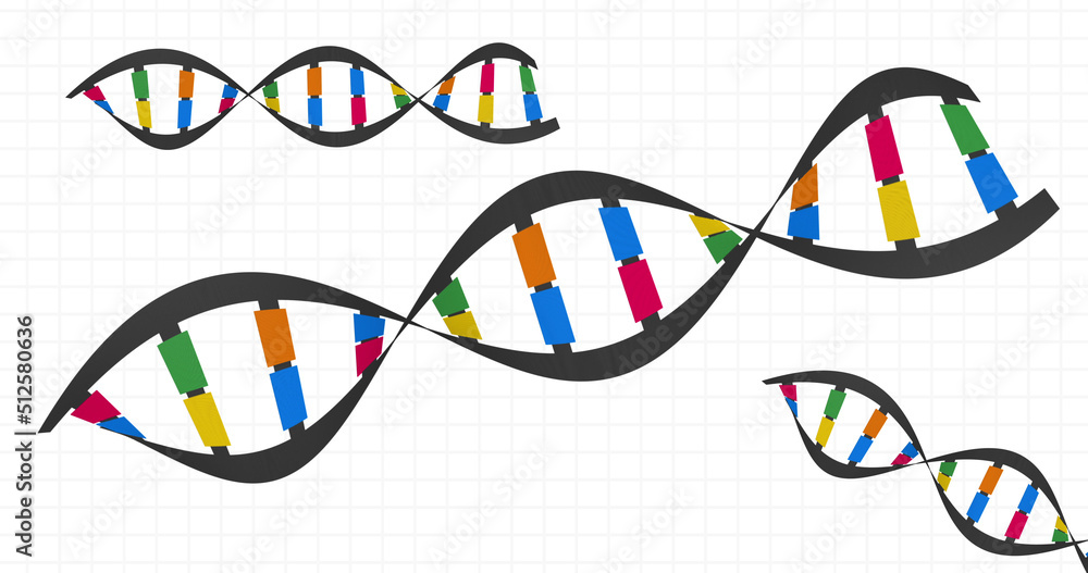 Image of dna strands on white background