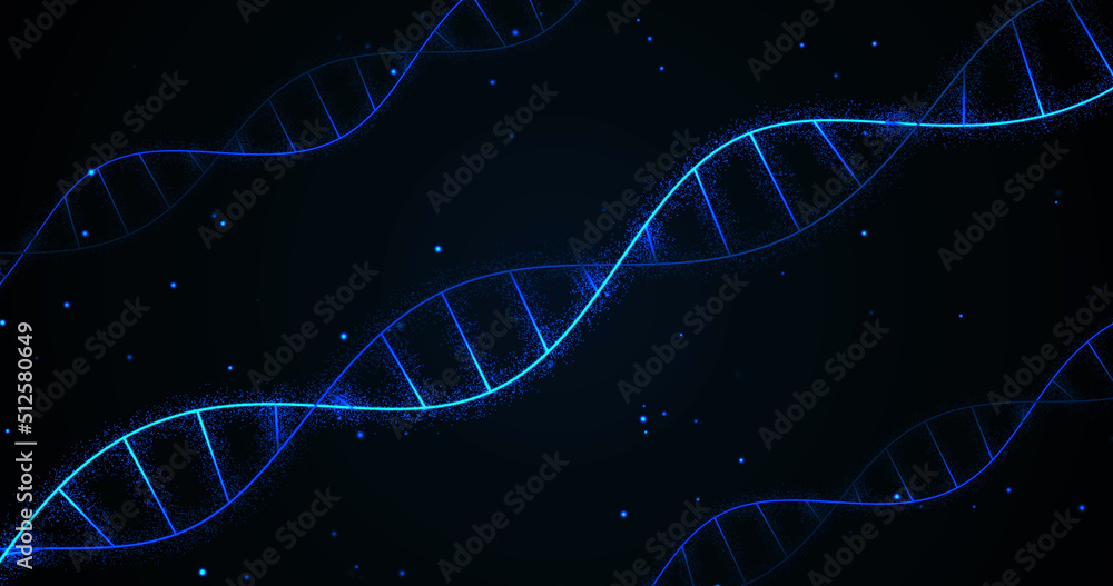 Image of dna strands on black background