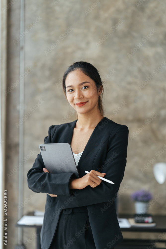 Smiling Female Business Leader With Arms Crossed, Serious career motivated successful female busines