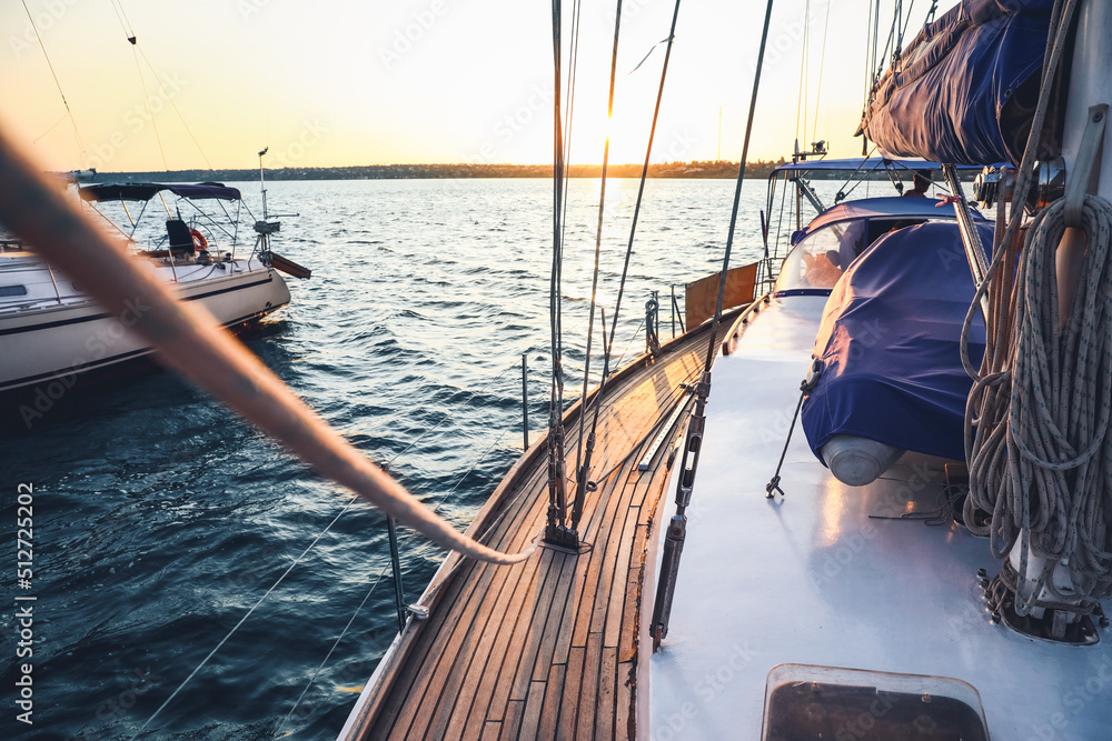 View of modern yacht on sea