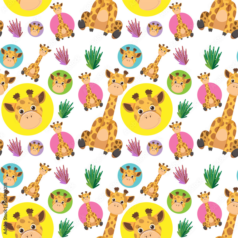 Cute giraffe seamless pattern