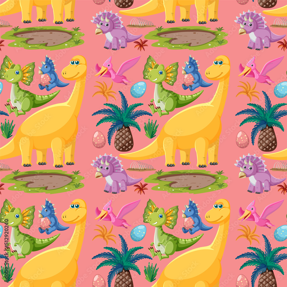 Cute dinosaur seamless pattern