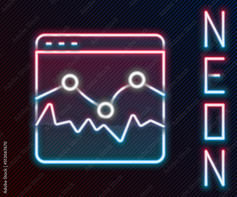 Glowing neon line Music wave equalizer icon isolated on black background. Sound wave. Audio digital 