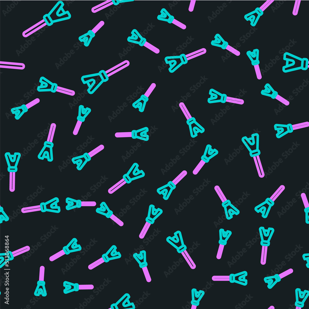 Line Mop icon isolated seamless pattern on black background. Cleaning service concept. Vector