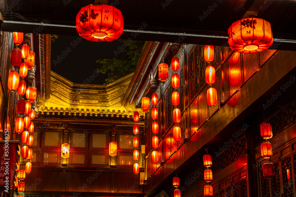 chinese new year and traditional building in Chengdu