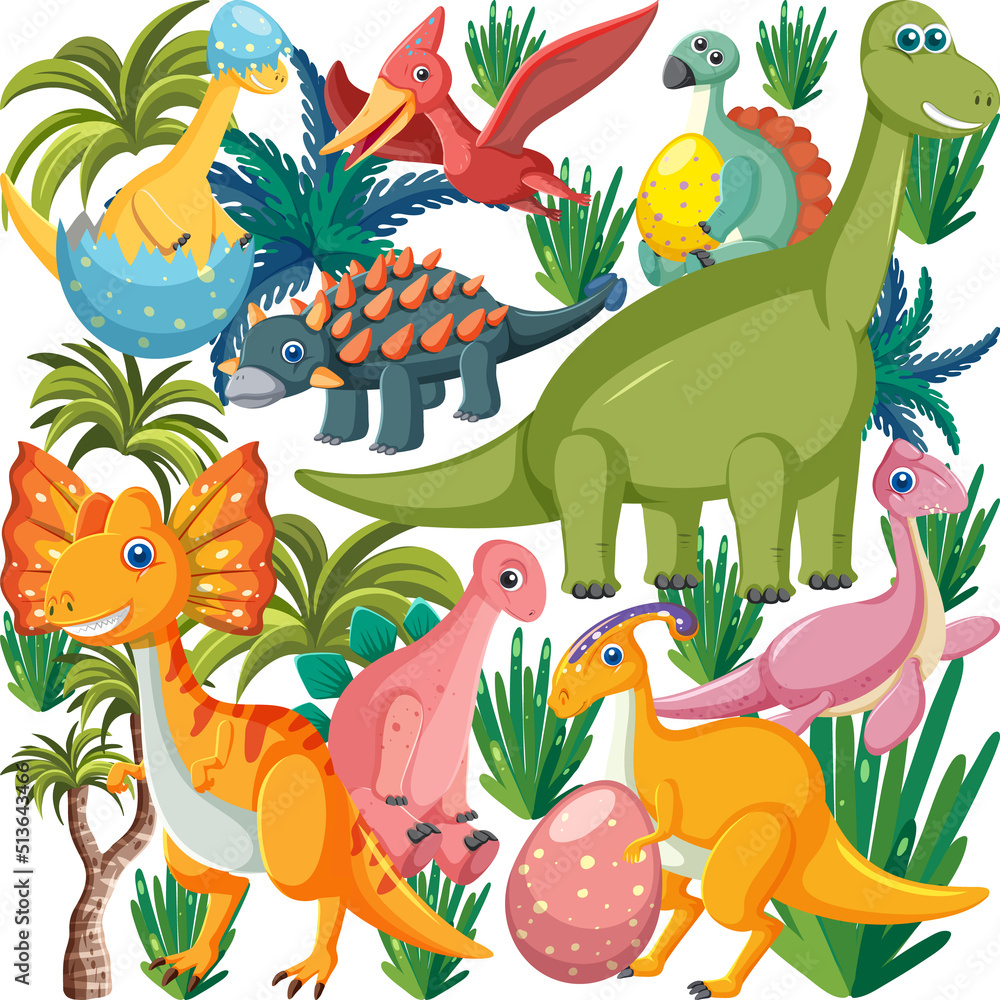 Cute dinosaur seamless pattern