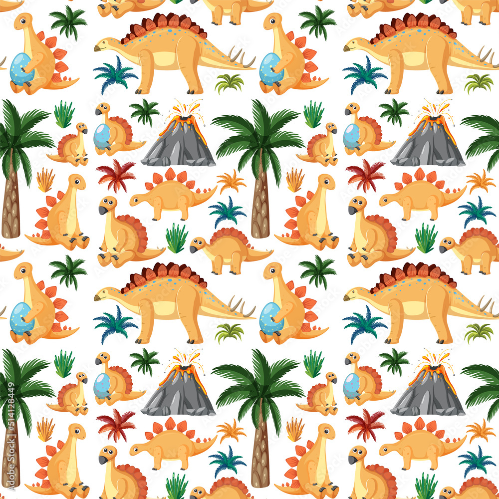 Cute dinosaur seamless pattern