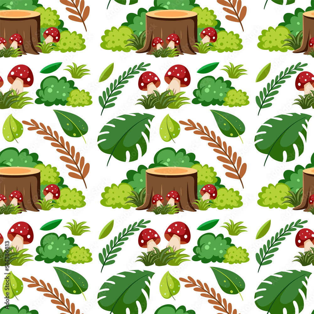 Various plants seamless pattern