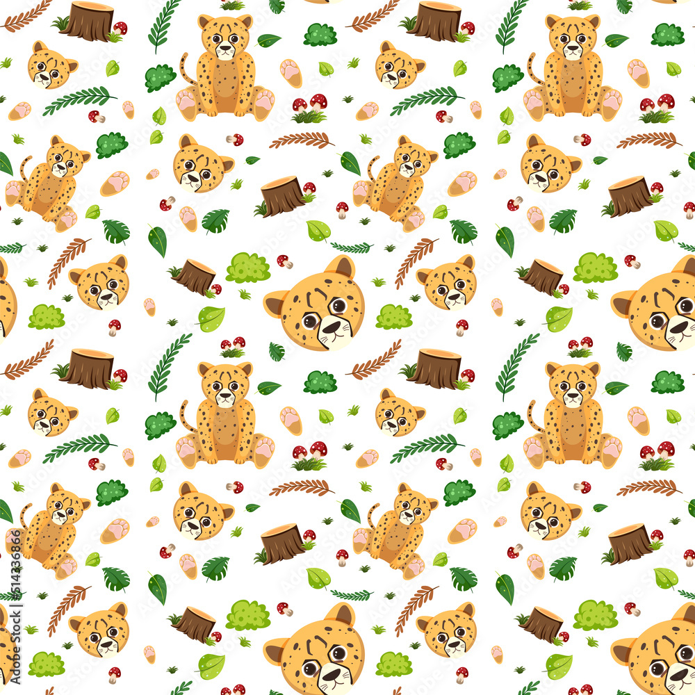 Cheetah cute animal seamless pattern