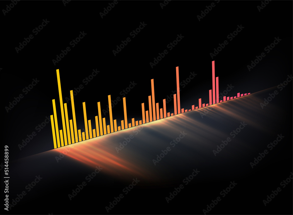 Minimalist abstract column graph, data economy analysis design on black background. Vector illustrat