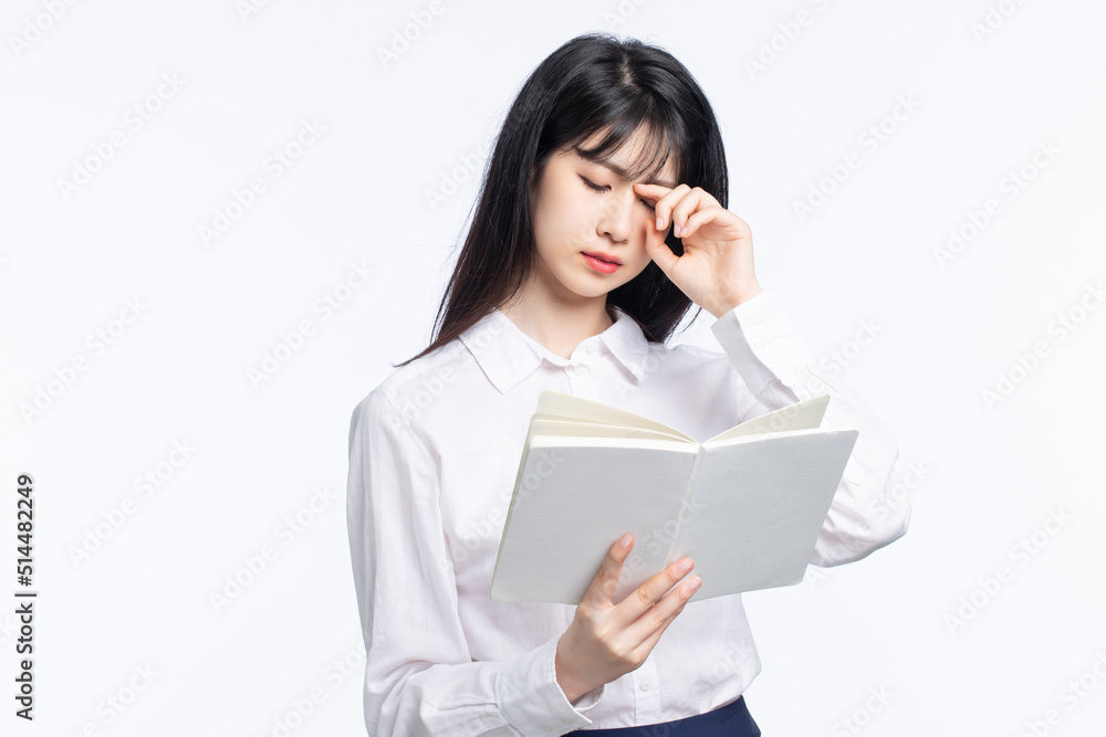 Asian business girl on white background